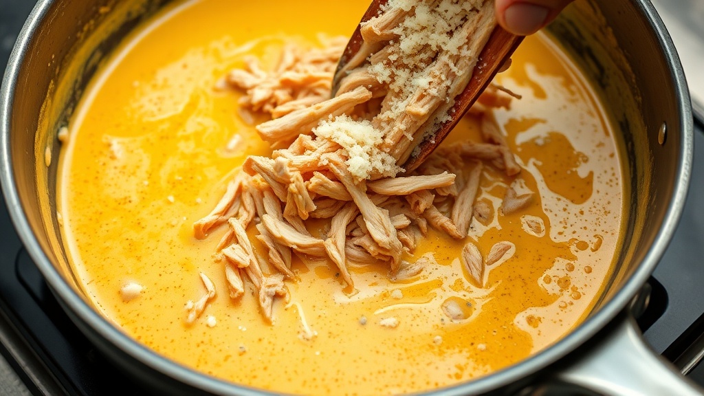 Incorpora el pollo y el queso