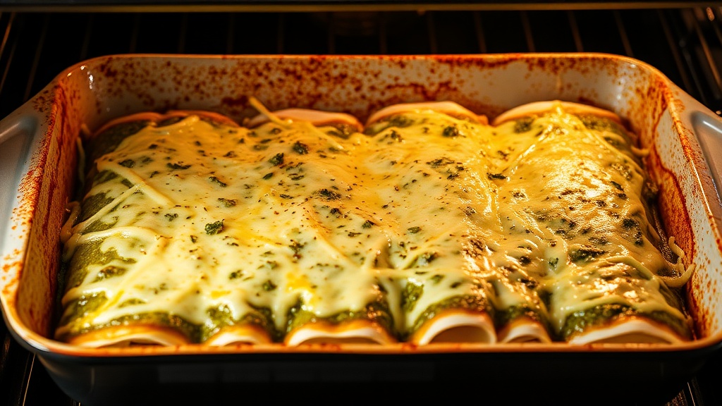 Enchiladas verdes gratinadas en horno