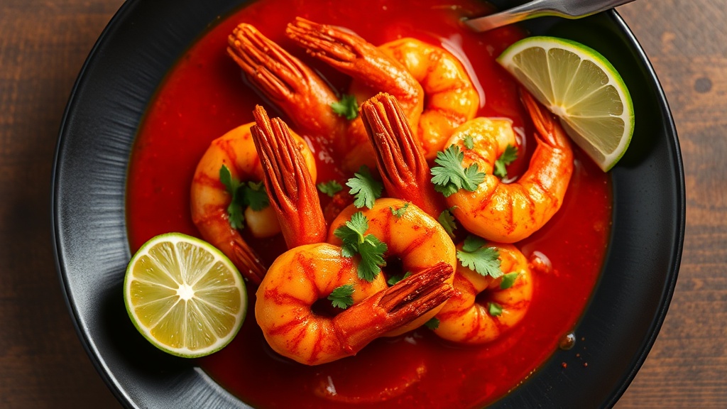 Camarones a la diabla picantes sin gluten con salsa de chile de árbol